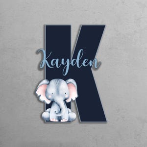 Letrero de madera con nombre de animal para guardería, decoración de habitación de niño con elefante, placa con nombre de bebé, regalos personalizados para bebé, letrero con nombre de bebé para hospital