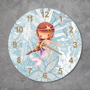 Glass Custom Wall Clock For Children, Mermaid Room Decor, Tempered Glass Baby Girl  Name Clock, Christmas Gift, New Year Gifts for Girls