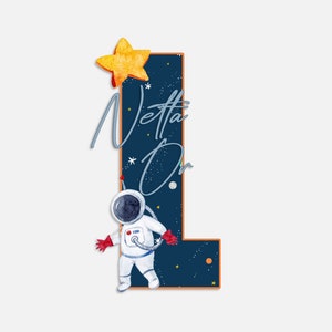 Letra de madeira com nome para berçário, decoração de quarto espacial, placa de nome de bebê menino ou menina, sinal de nome personalizado, presentes para hospital