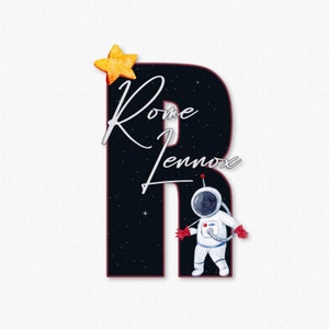 Signo de nombre de madera de letra para guardería, decoración del espacio, placa de nombre de niño o niña, regalos de signo de nombre personalizado para el hospital