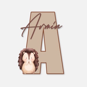 Placa de nome de madeira de animal para berçário, decoração de quarto de cílios de menino e menina, placa de nome de bebê, presentes personalizados para bebê, placa de nome de bebê para hospital