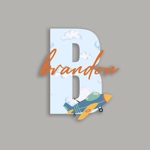 Avião, placa de nome de madeira de foguete para berçário, decoração de quarto de girafa de menino, placa de nome de bebê, presentes personalizados para bebê, placa de nome de bebê para hospital