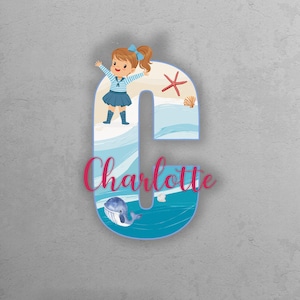 Captain Wood Name Sign for Nursery, Girl Sea Room Decor, Baby Name Plate, Personalized Gifts for Baby, Hospital Baby Name Sign, Ocean Art