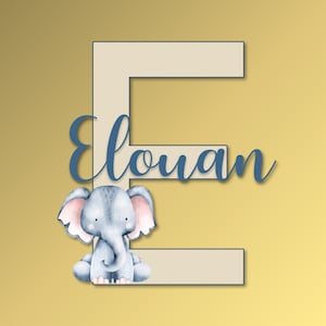 Sinal de nome de madeira animal para berçário, decoração de quarto de elefante de menino, placa de nome do bebê, presentes personalizados para bebê, sinal de nome do bebê para hospital