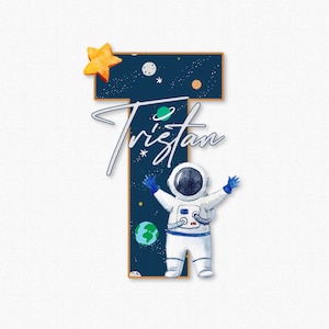 Espaço, placa de nome de madeira de foguete para berçário, decoração de quarto de astronauta de menino, placa de nome de bebê, presentes personalizados para bebê, placa de nome de bebê para hospital