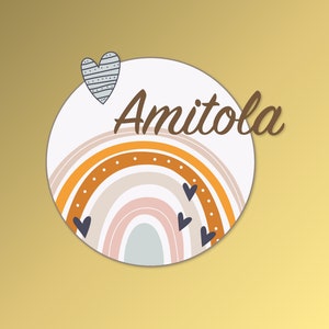 Signo de nombre de madera del arco iris para la guardería, decoración de la habitación del corazón, placa de nombre del niño, signo de regalos personalizados para el hospital, bajo el tema Ver