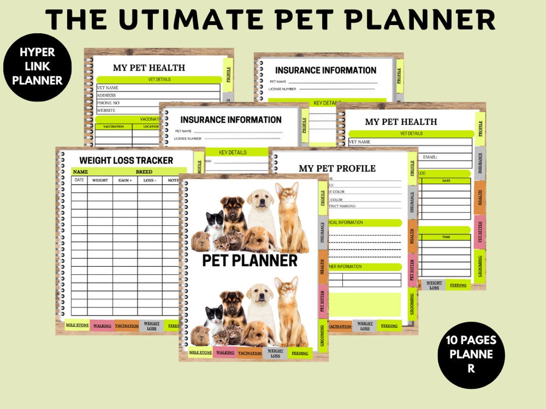 Printable Planner Pet Record Pet Tracker Pet Organizer Pet Journal Pet ...
