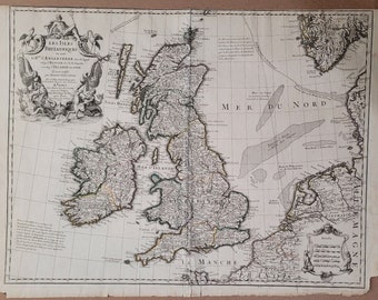 1702 Liébaux Hand Colored Britian British Isles Ireland Scotland England North