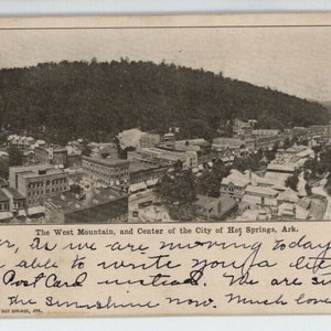 1905 Hot Springs Arkansas West Mountain Luftaufnahme Stadtzentrum Antike Postkarte