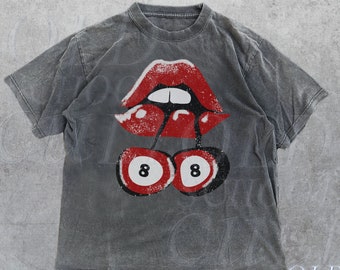 Vintage Cherry 8 Ball 90s Graphic T-Shirt, Retro Billard Oversized Shirt, Y2k Lucky Tee, Cool 80s Billard Gift, Y2k Clothing