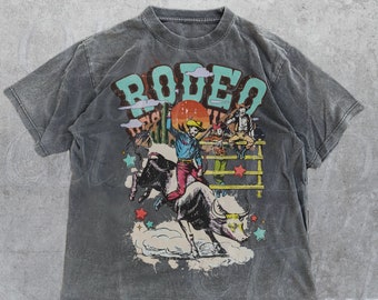 Rodeo Western Cowboy T-Shirt, Vintage 90s Graphic Western Shirt, Retro Rodeo Tee, Oversize Distressed Cowboy Shirt, Wild West Gift,Cool Gift