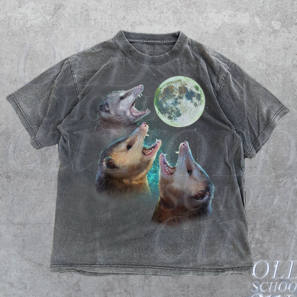 Three Possums Howling at Moon Vinatge Shirt, Retro Opossum Lover Tshirt, Funny Possum Tee, Distressed Cotton Unisex Tee, Possum Gifts