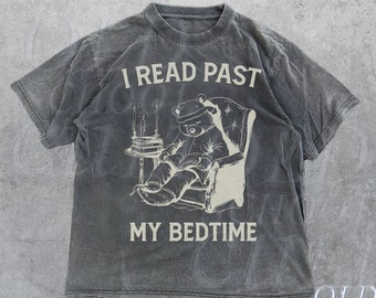 I Read Past My Bedtime Retro T-Shirt, Funny Book Lovers T-shirt, Reading Shirts, Vintage 90s Gag Unisex Shirt, Cute Bear Graphic Shirt