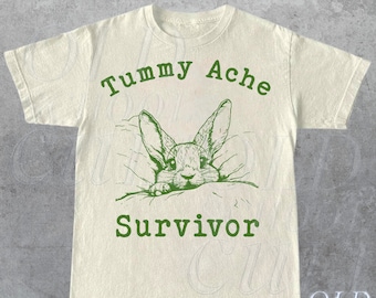 Tummy Ache Survivor Retro 90s Shirt, Vintage Rabbit T Shirt, Tummy Ache Tee, Funny Aesthetic Shirt, Vintage Cartoon Shirt, Meme T Shirt