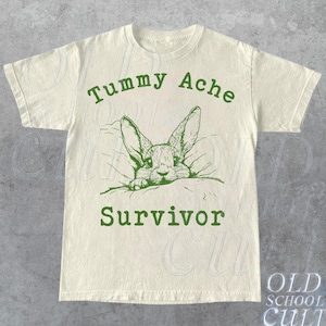 Tummy Ache Survivor Retro 90s Shirt, Vintage Rabbit T Shirt, Tummy Ache Tee, Funny Aesthetic Shirt, Vintage Cartoon Shirt, Meme T Shirt