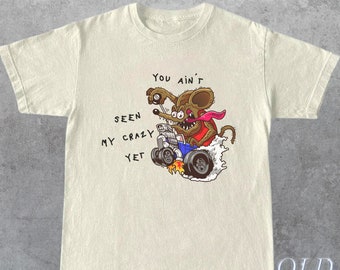 Crazy Rat Vintage 90s Graphic T-Shirt, Retro Unisex Race Graphic Shirt, Vintage Cartoon Tee, Funny Shirt Gift, Nascar y2k Shirt, Race Gift