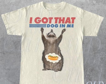 Ich habe diesen Hund in mir Retro T-Shirt, lustiges Waschbär-T-Shirt, Waschbär-Liebhaber-Geschenk, Hot Dog Vintage 90er Jahre Shirt, Waschbär-Meme-Shirt, Trending-Shirt