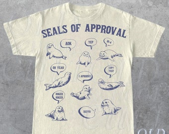 Seals Of Approval Funny Retro T-Shirt, Vintage 90s Seal T-shirt, Funny 90s Shirt, Vintage Minimalistic Unisex Gag Tee, Silly Shirt Gifts