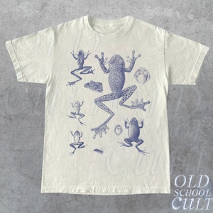 Vintage 90s Tattoo Frog Anatomy Tshirt, Retro Frog Shirt, Funny Frog Shirt, Cool Frog Gifts, Meme Shirt, Unisex Relaxed Adult Tee, Sand Tee