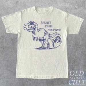 A Blast From The Past Retro T-Shirt, Dinisaur Vintage Tattoo Style Shirt,  Unisex Funny Dino T Shirt, 90s Graphic Tee, Funny Dinosaur Gifts