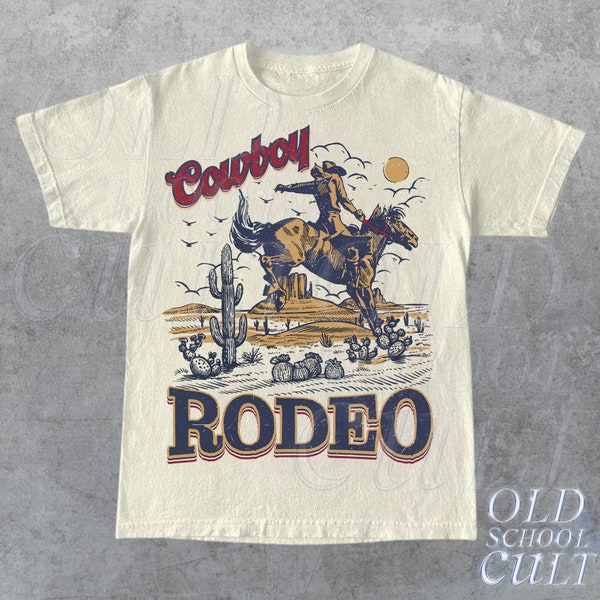 Rodeo 90s Graphic Cowboy T-Shirt, Vintage 2000s Graphic Western Shirt, Retro Cool Tee, Rodeo Relaxed Adult Unisex Shirt, Wild West Gift