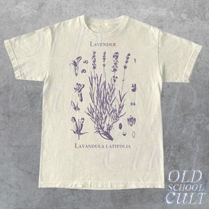 Vintage Lavender 90s Graphic T-Shirt, Retro Lavender Unisex Adult Shirt, Wildflowers Nature Shirt, Botanical Shirt, Relaxed Cotton Shirt