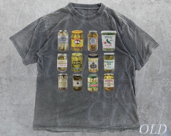 Vintage Canned Pickles 90er Jahre T-Shirt, Retro Pickle Grafik-Shirt, Pickle-Liebhaber-Shirt, Y2k ästhetisches Shirt, übergroßes Unisex-Shirt, 2000er Jahre T-Shirt