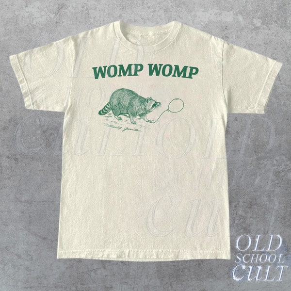 Chemise rétro drôle womp womp, t-shirt meme unisexe, t-shirt drôle, chemise graphique raton laveur, t-shirt adulte en coton décontracté, cadeau cool, amateurs de raton laveur