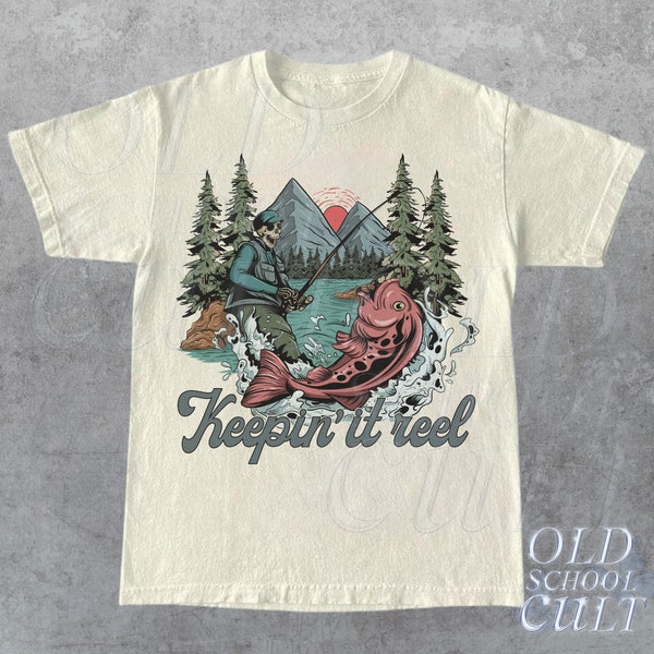 Skeleton Fishing Vintage 90s T-Shirt, Retro Skull Fishing Graphic Shirt, Oversize Nature Y2k Shirt, Fishing Lovers Gift, Gift For Him