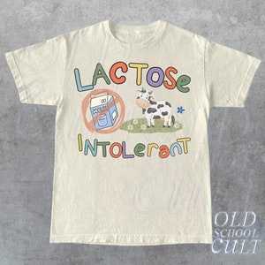 Lactose Intolerant Vintage Graphic T-Shirt, Retro Milk 90s Cute Tee, Funny Shirts For Friends, Y2k Unisex Baggy Shirt, 2000s Shirt Gift
