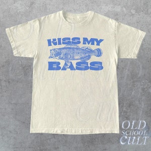 Kiss My Bass Vintage Style Fishing T-Shirt, Retro Fisher T Shirt, Fisher Gear, Fisher Graphic Shirt, Adult Unisex Relaxed Cotton Shirt