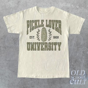 Pickle Lover University Est 1808 T-Shirt, Vintage Pickle Graphic Shirt, Retro Trendy Pickle Tee, Unisex Adult Relaxed Cotton Shirt