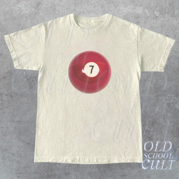 T-shirt graphique vintage 7 boules des années 90, chemise surdimensionnée de billard rétro, t-shirt porte-bonheur Y2k, cadeau de billard cool des années 80, vêtements de l'an 2000