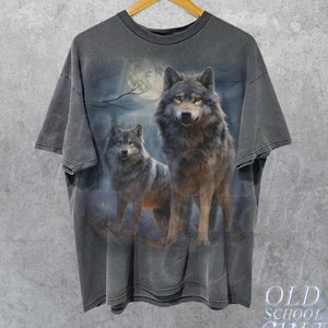 Wolf 90s Vintage Graphic Shirt, Wolves Lovers Retro Tee, 2000s Nature Shirt, Vintage Unisex Oversize Tee, Cute Wolf Gift, Faded Shirt