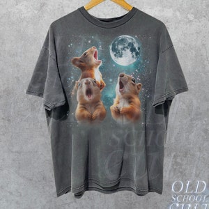 Three Squirrel Funny Vintage Tshirt, Retro Squirrel Meme Shirt, Ugly T-Shirt Gifts For Friends, Howling Squirrel Moon,Soft Unisex Cotton Tee