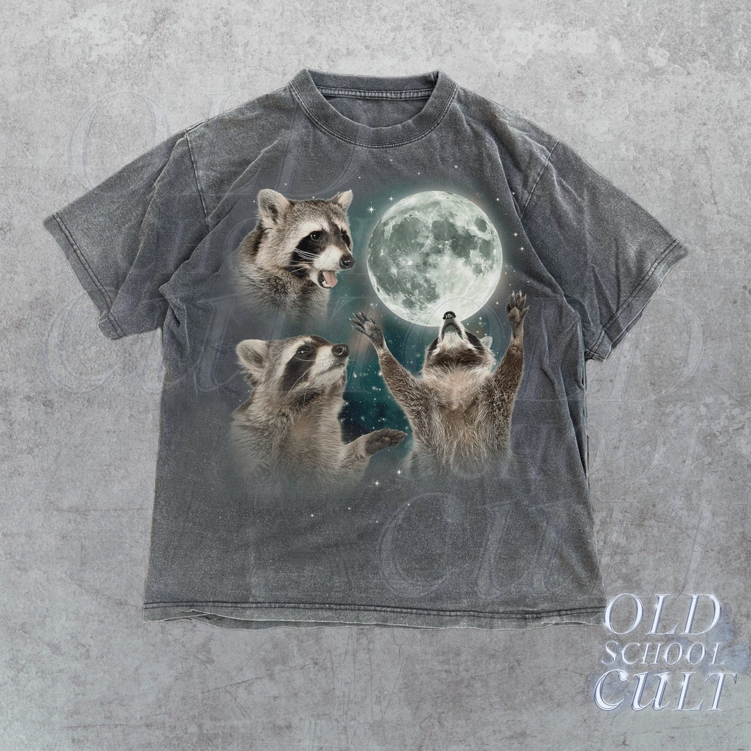 Three Raccoons Vintage Graphic T-shirts, Retro Raccoon Moon Tshirt ...