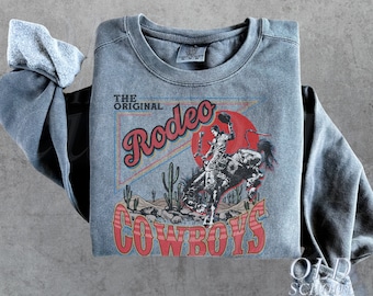 Rodeo Western Cowboy Sweatshirt, Vintage 90s Graphic Western Sweater, Retro Cowboy Comfort Colors, Rodeo Oversize Cowboy Hoodie, Distressed