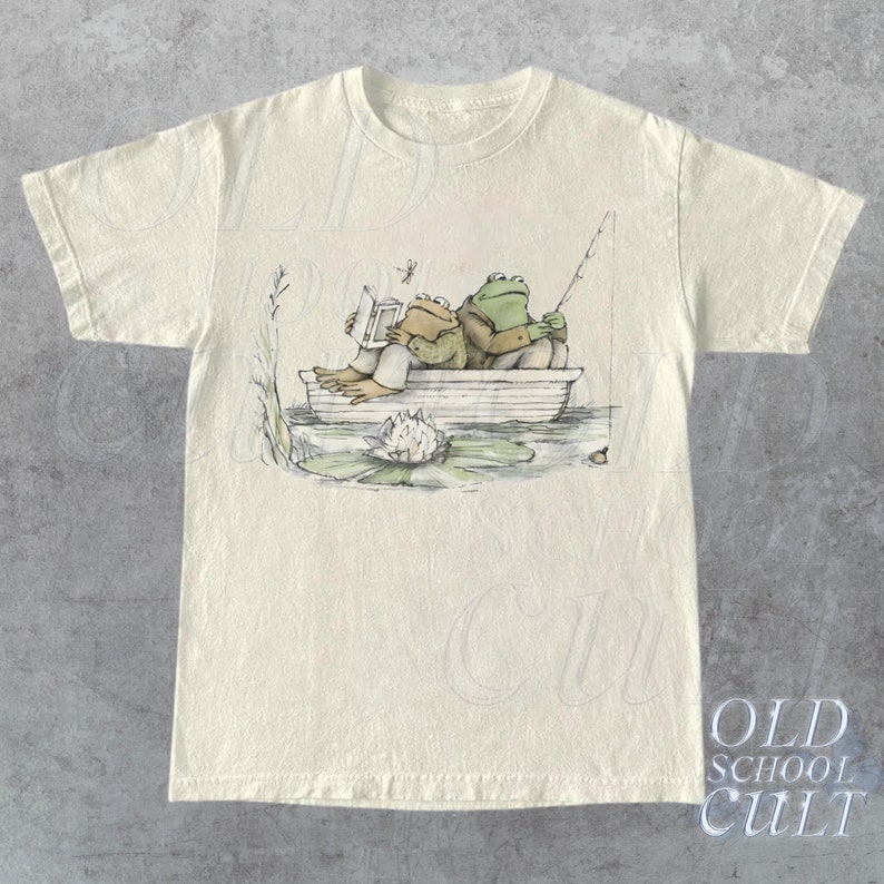 Frog 90s Vintage Graphic Shirt, Retro Toad Tee, Nature Shirt, 2000s Frog T-Shirt, Book Lovers Shirt, Vintage Unisex Oversize Cotton Tee Sand