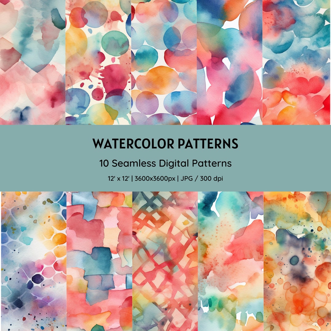 10 Watercolor Patterns Set 6 Beautiful Seamless Digital Etsy