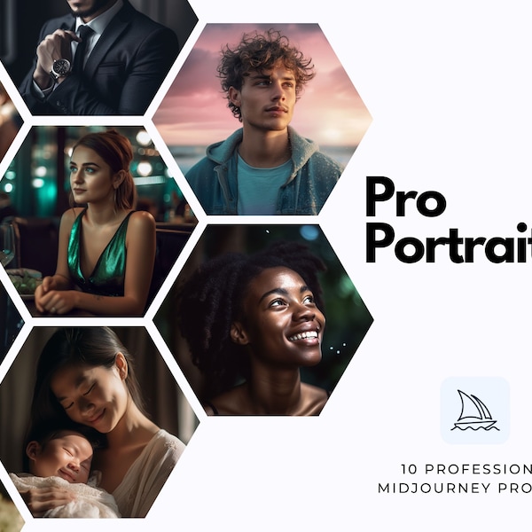 High Quality Customizable 10 Midjourney Prompts for AI generated Photorealistic Portraits, Best prompt, Fully Tested, AI art