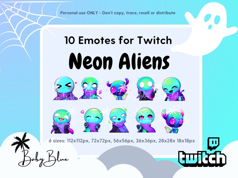 Neon Aliens Kawaii Twitch Emotes, Digital Download, Cute and Funny - Etsy