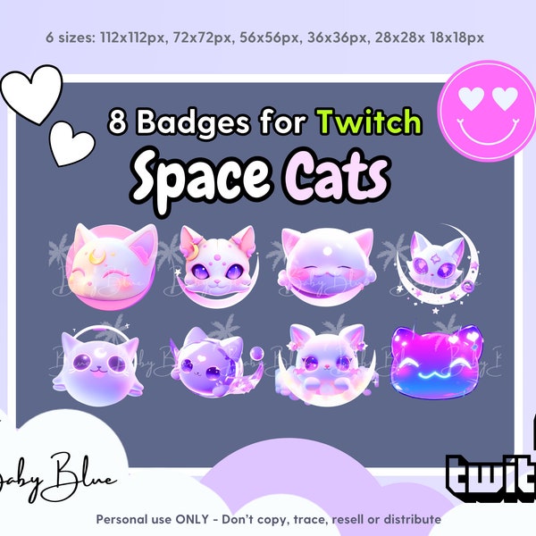 коемические коты twitch эции/значки ، киберпанк аниме/кавайные кота ، бела лнаяа кша ،