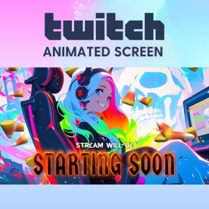 Vtuber background,Rainbow Girl Halloween Animated Twitch Screen - Upgrade your stream with great anime design - Spooky Season Streaming Pack