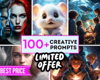 100+ Creative Prompts Guidebook for Midjourney, AI image generation, Master AI Art, Generate images, Midjourney Prompts, Digital Download