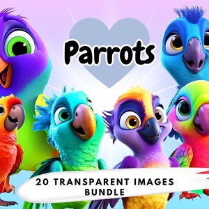 Tropical Parrot PNG Bundle: Summer Bird Graphics (Commercial Use)