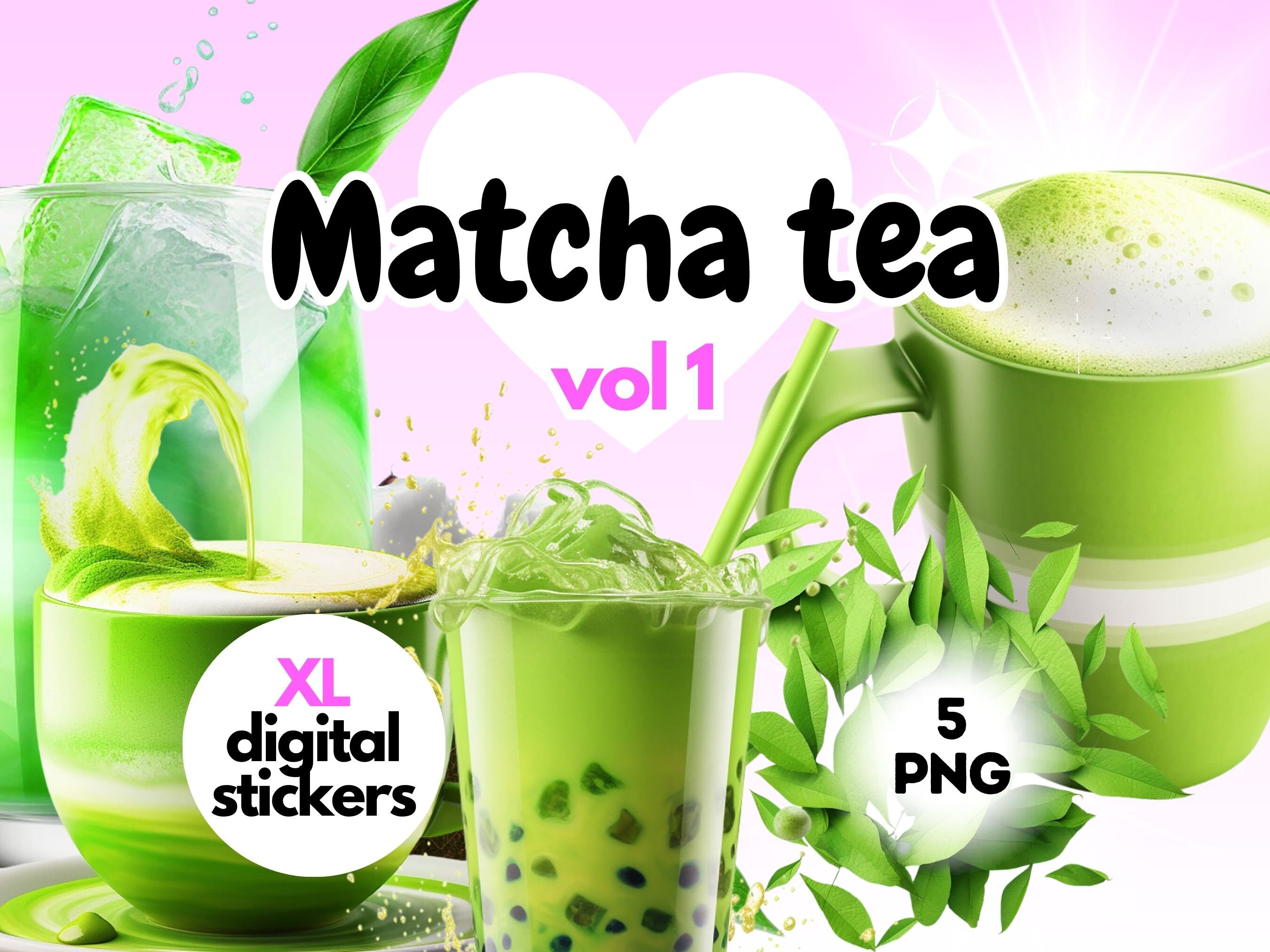 5 Matcha Tea High Quality Png Images, Digital Stickers, Matcha Drinks