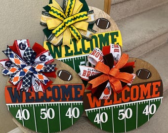 Customizable Football Door Hanger Fathers Day Wreath Graduation Gift Dad Birthday Present Idea Tailgate Party Decoration Mothers Day Idea