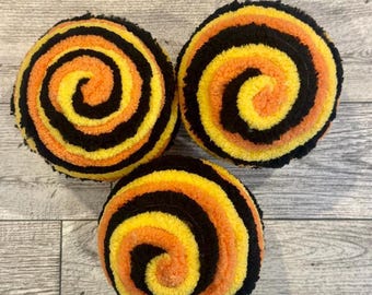 Halloween Yarn Ball Wreath Attachment Halloween Decoration Orange Black Chunky Yarn Bowl Filler Tiered Tray Decor Favorites Embellishment