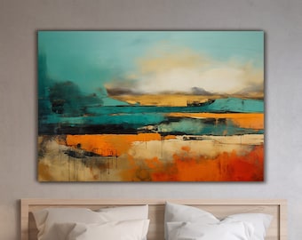 Abstract Wall Art. Nature-Inspired Print, Bold Beautiful Orange and Teal Poster, Home Decor, Modern Art, Home Office Decor, Statement Piece