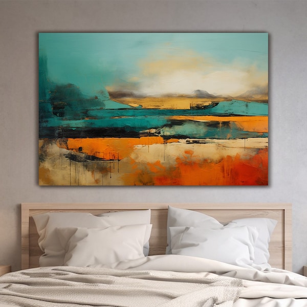 Abstract Wall Art. Nature-Inspired Print, Bold Beautiful Orange and Teal Poster, Home Decor, Modern Art, Home Office Decor, Statement Piece